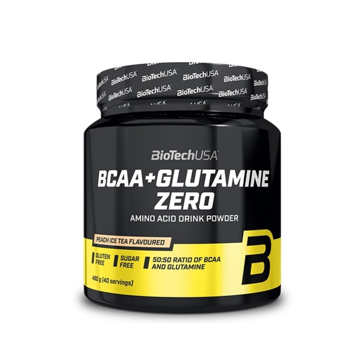 Pudra energizanta, BioTech USA, BCAA + Glutamina Zero, Ceai de piersici, 0.48 kg