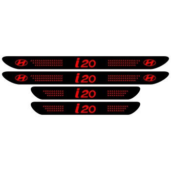 Set 4 stickere praguri Hyundai i20, negru - rosu, sticker decorativ Set 4 stickere praguri Hyundai i20, negru - rosu, sticker decorativ