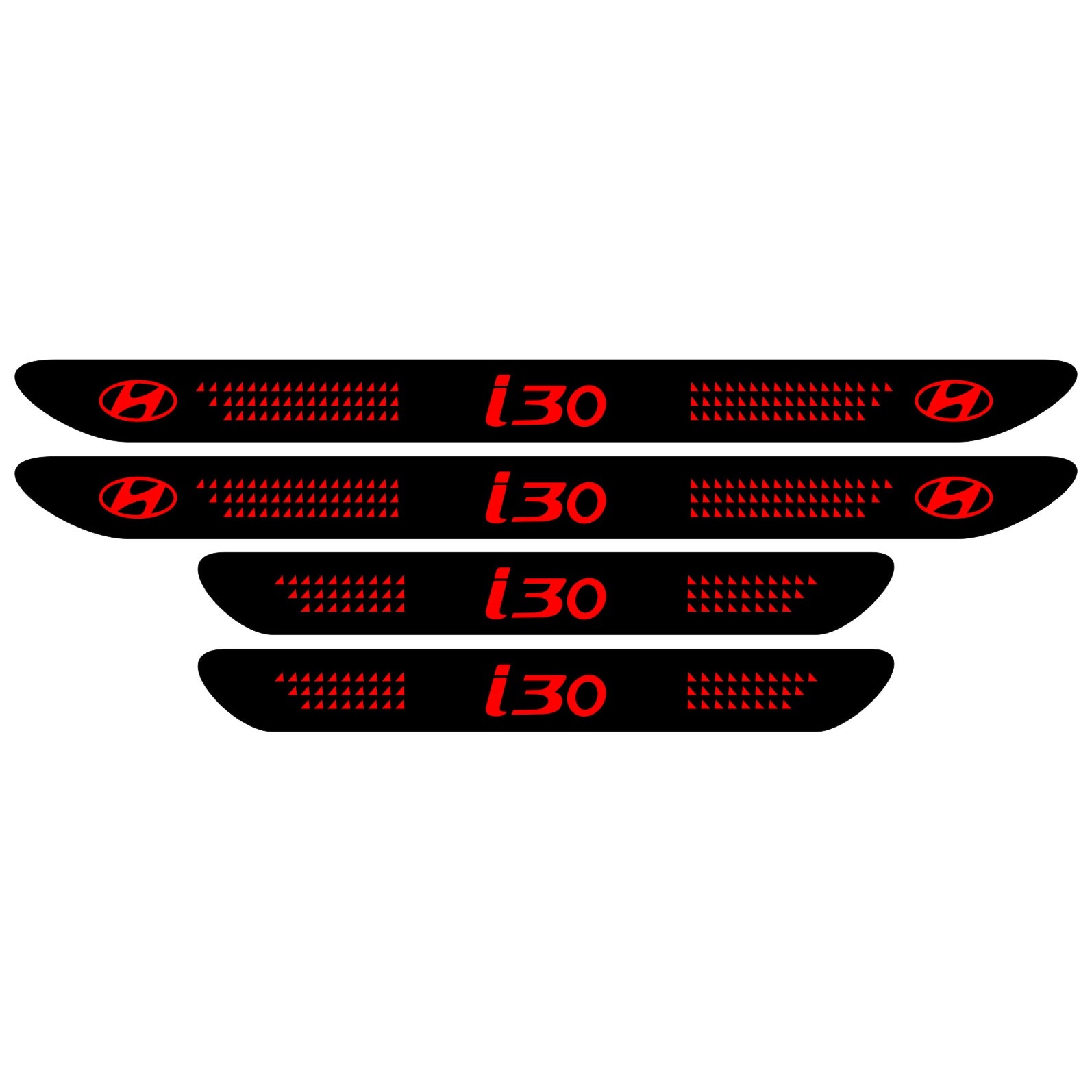 Set 4 stickere praguri Hyundai i30, negru - rosu, sticker decorativ