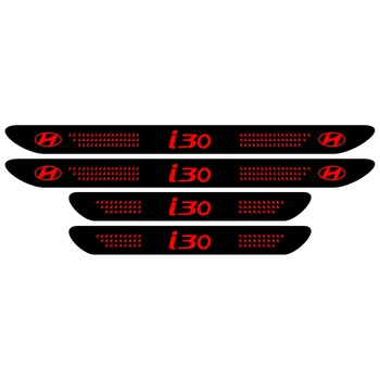 Set 4 stickere praguri Hyundai i30, negru - rosu, sticker decorativ Set 4 stickere praguri Hyundai i30, negru - rosu, sticker decorativ