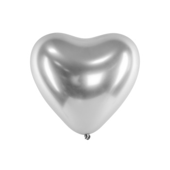 Baloane latex chrome, inima, Deco, Argintiu, 30 cm, 5buc/set Baloane latex chrome, inima, Deco, Argintiu, 30 cm, 5buc/set