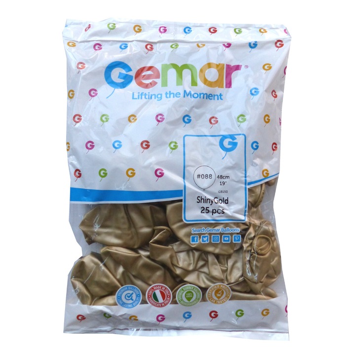 25 db króm arany mini jumbo lufi készlet, 45 cm, Gemar