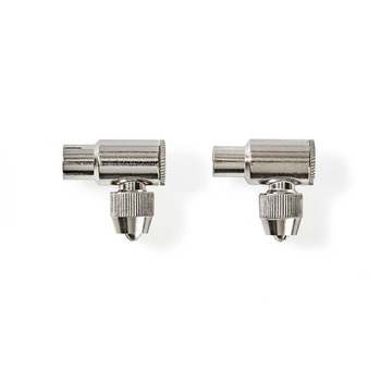 Conector coaxial tata cotit 90 - coaxial mama cotit, 2 buc de metal Conector coaxial tata cotit 90 - coaxial mama cotit, 2 buc de metal
