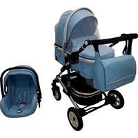 carucior nou nascuti 3 in 1 baby care pro 531  geanta bebe cadru aluminiu amortizoare roti din cauciuc plin ave landou scoica auto spatar reglabil 3 trepte plasa insecte albastru imagen 41_0_
0