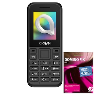 Alcatel 1066 Feltöltőkártyás Mobiltelefon, FM rádió, fekete + Telekom Domino Quick SIM kártya