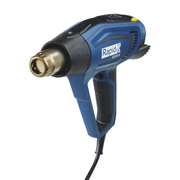 Pistol cu aer cald Rapid R2200-E, incalzitor ceramic, reglare electronica a puterii, putere 2200 W, debit 500 l/min, reglare debit aer in 3 trepte, temperatura 60°C/650°C Pistol cu aer cald Rapid R2200-E, incalzitor ceramic, reglare electronica a puterii, putere 2200 W, debit 500 l/min, reglare debit aer in 3 trepte, temperatura 60°C/650°C