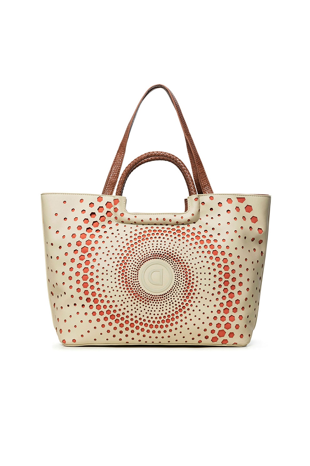 DESIGUAL, Geanta shopper de piele ecologica, cu detalii perforate