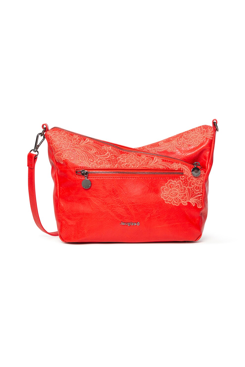 DESIGUAL, Geanta crossbody cu broderie florala Melody Harry, Rosu vermilion