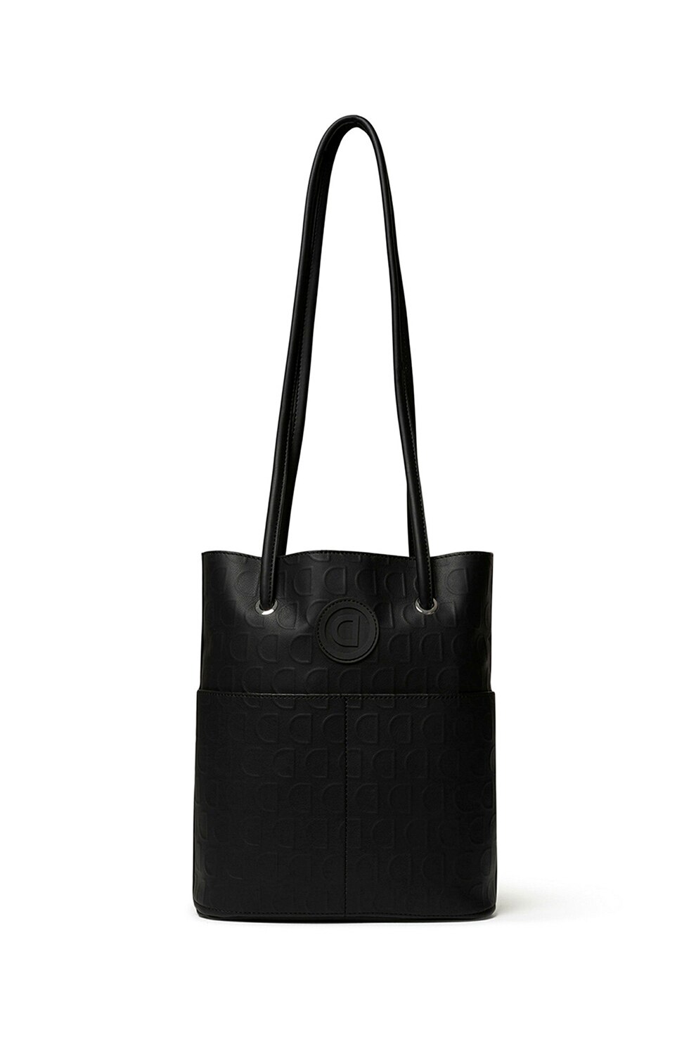 DESIGUAL, Geanta tote din piele ecologica cu imprimeu monograma in relief Lazarus Nerima, Negru