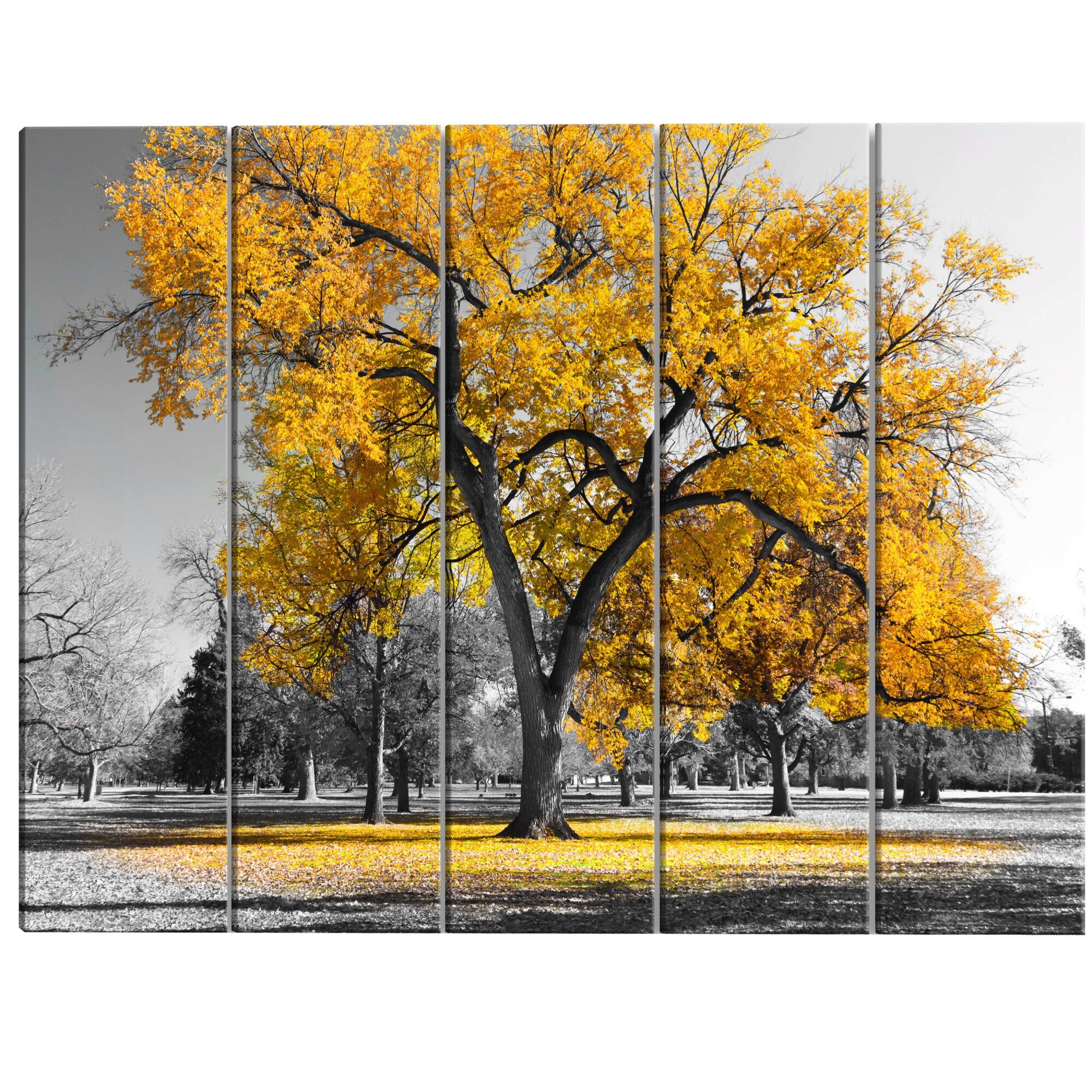 Tablou canvas 5 piese - Toamna in parc 2 - 200 x 80 cm