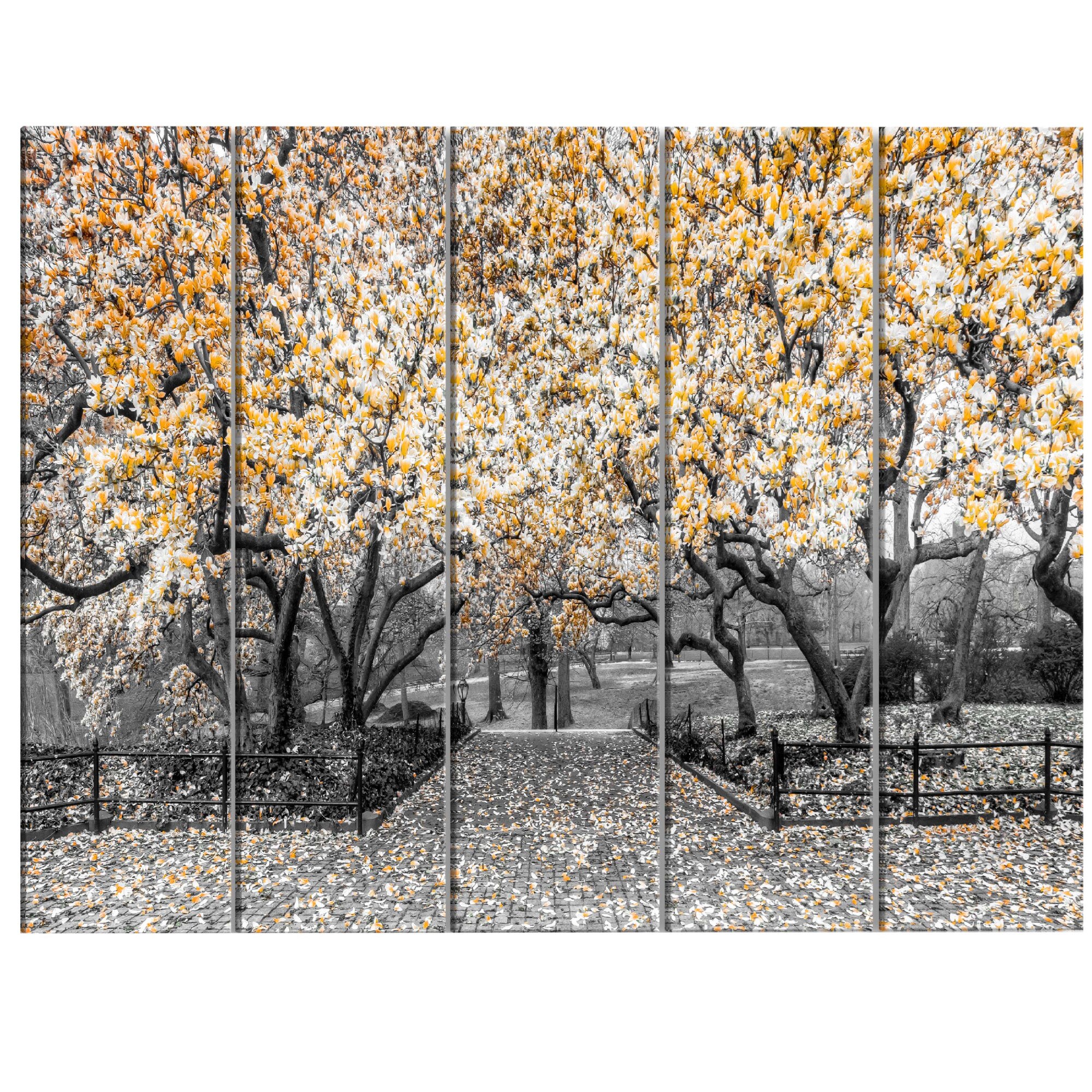 Tablou canvas 3 piese - Magnolia Park 2 - 225 x 90 cm