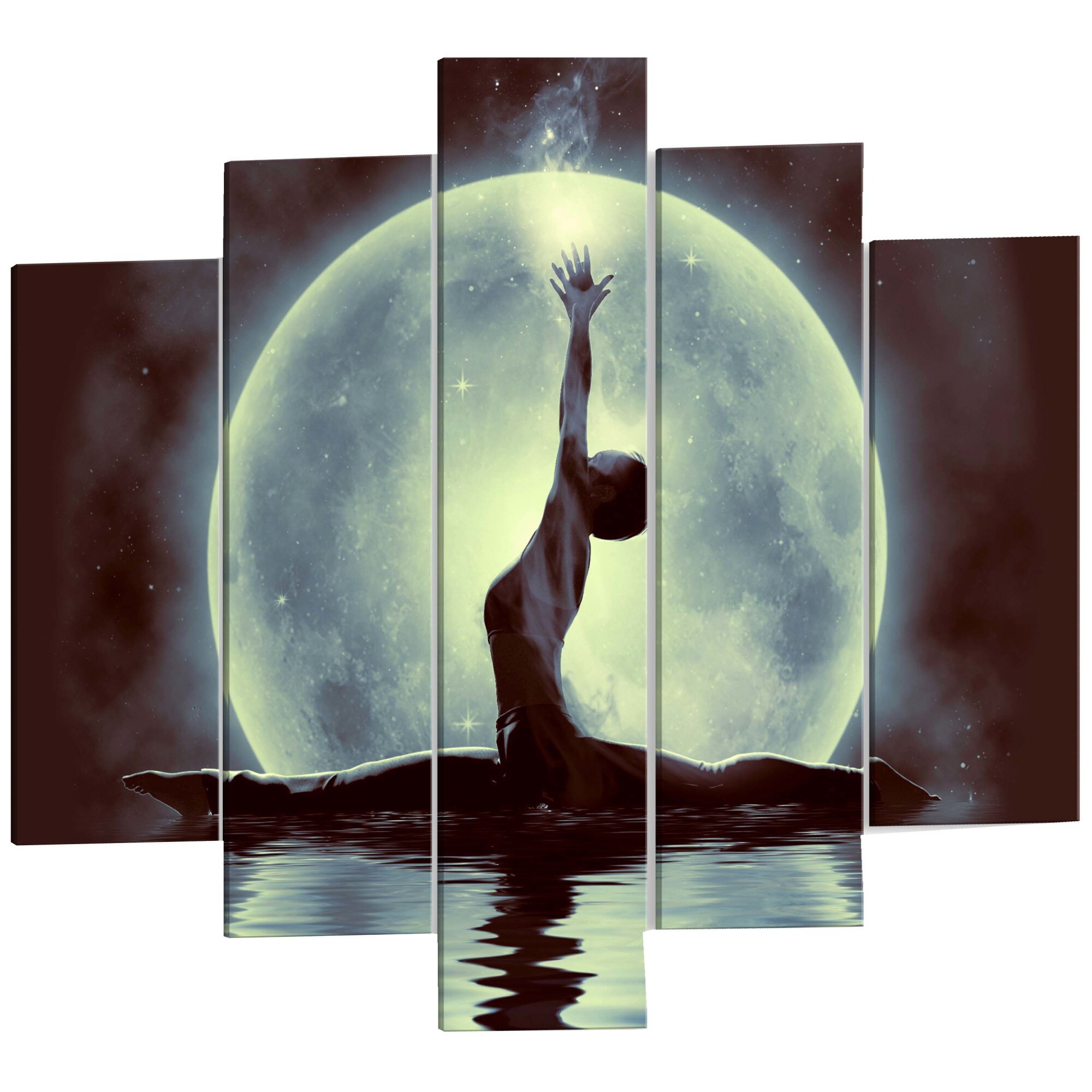 Tablou canvas 5 piese - Sfoara verde larg - 200 x 100 cm