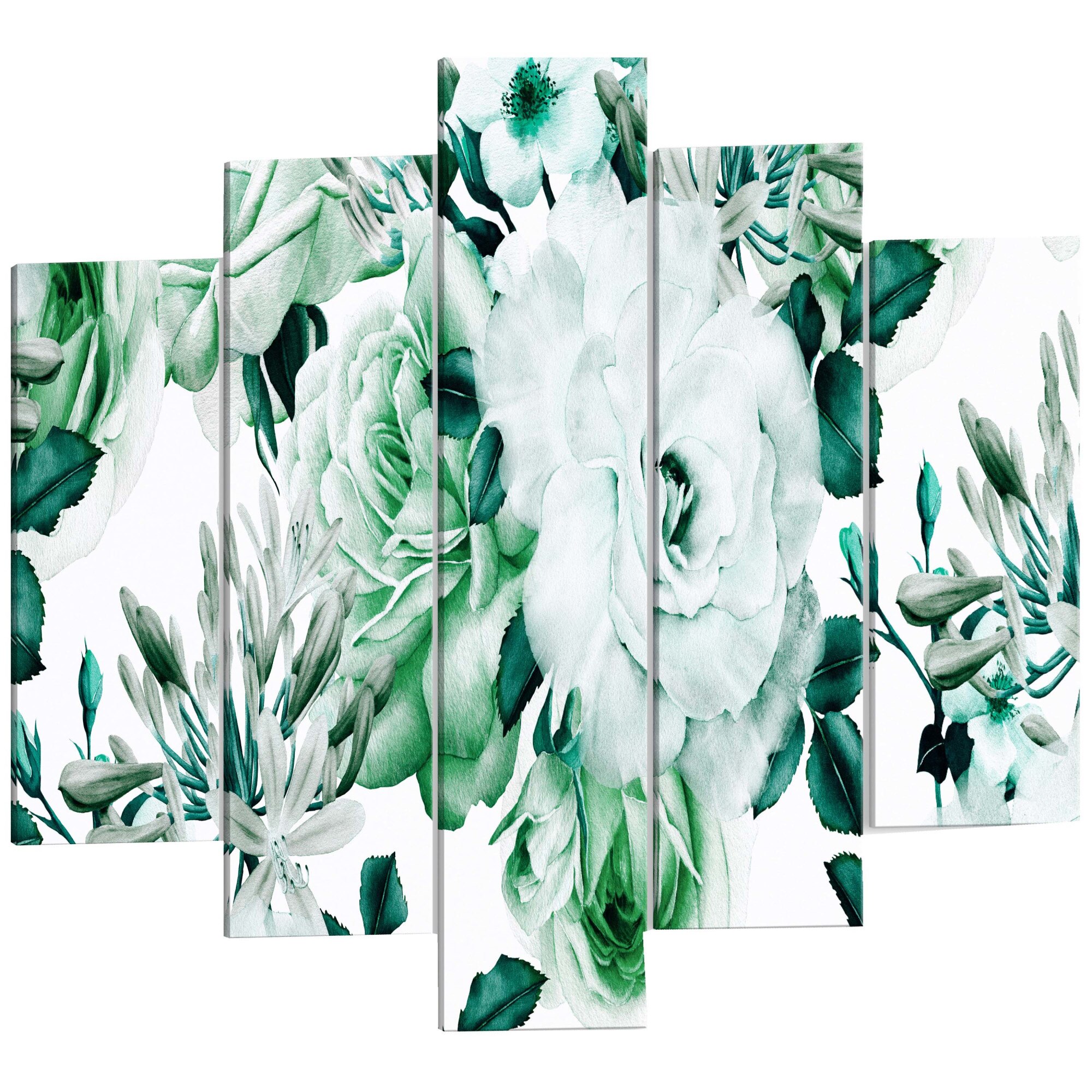 Tablou canvas 5 piese - Compozitie trandafir 2 - 200 x 100 cm