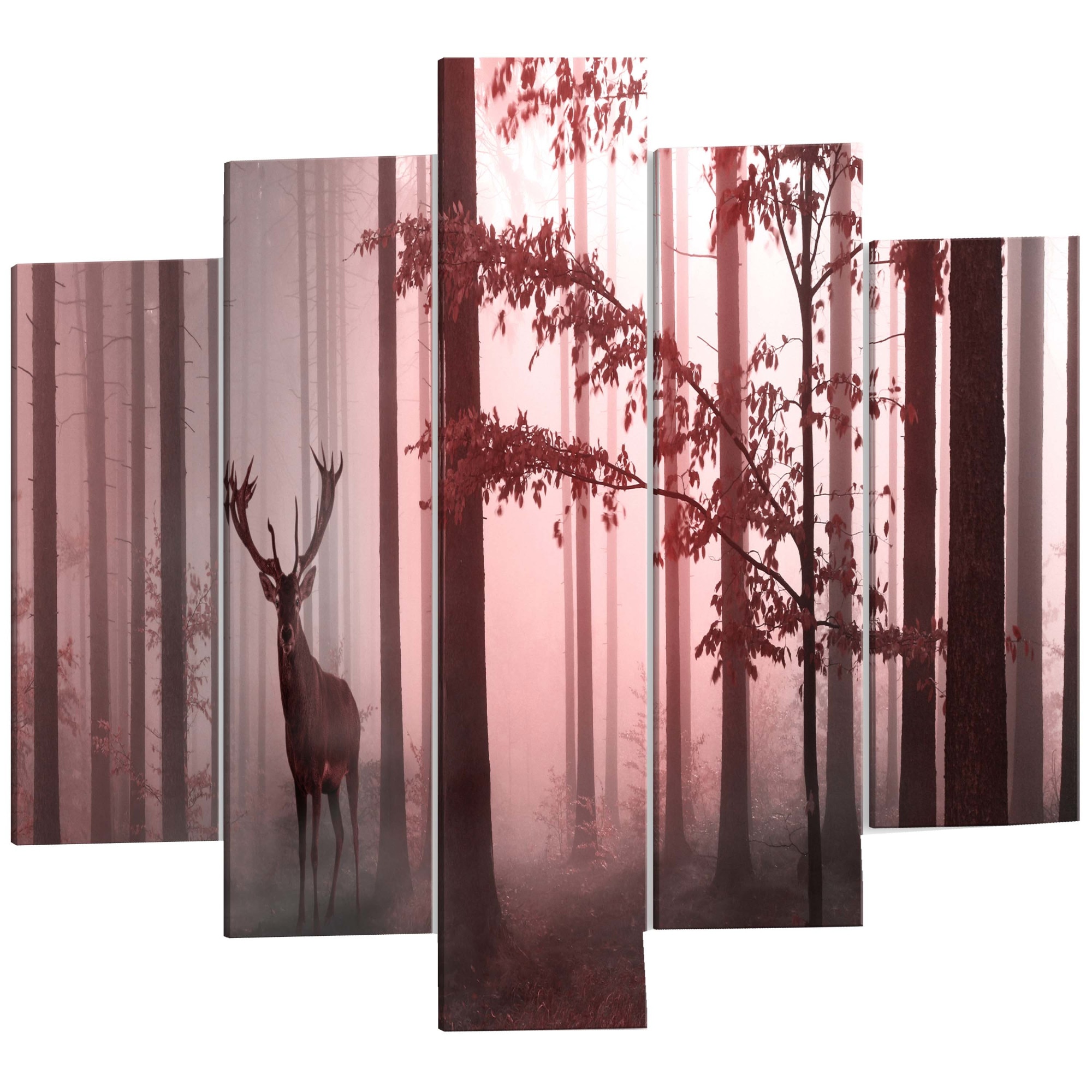 Tablou canvas 5 piese - Dimineata roz larg - 100 x 50 cm