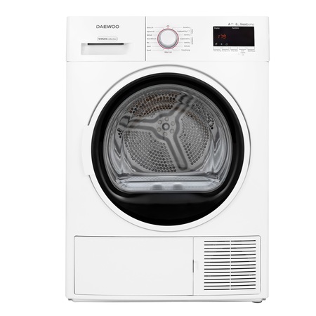 Uscator de rufe Daewoo DDR-VH8A2, Pompa de caldura, 8 kg, 15 programe, Clasa A++, Control electronic, Sistem de uscare cu senzor, Afisaj LED, ChildLock, Alb