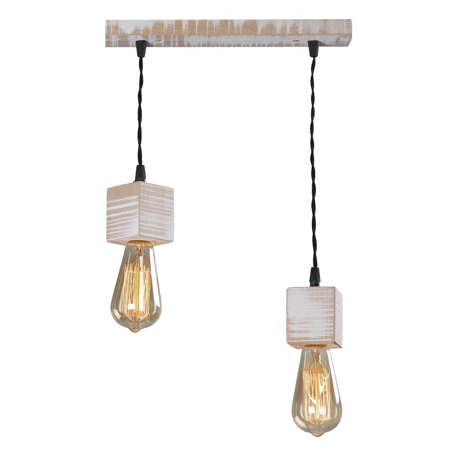 Lustra Avena, 2x E27 X 40W , lemn , alb antichizat , FST40222