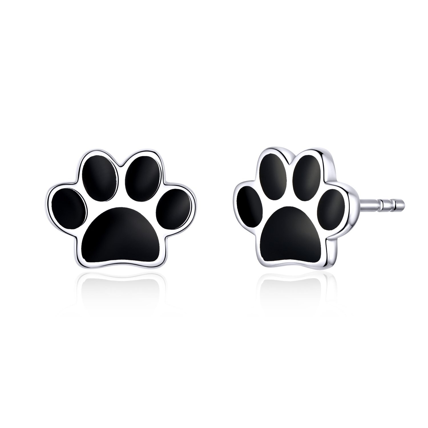 Cercei din argint Black Enamel Paws