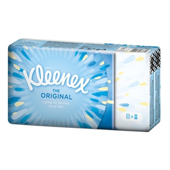 Batiste igienice uscate Kleenex Original, 8 pachete cu 9 batiste Batiste igienice uscate Kleenex Original, 8 pachete cu 9 batiste