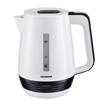 Fierbator Heinner HEK-17WH, 1.7 L, element incalzire inox, oprire automata, plastic, Negru/Alb Fierbator Heinner HEK-17WH, 1.7 L, element incalzire inox, oprire automata, plastic, Negru/Alb