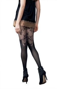 Dres gros in partea de jos si subtire cu dantela peste genunchi, Sarah Borghi, Adeline, 20 DEN, Negru Dres gros in partea de jos si subtire cu dantela peste genunchi, Sarah Borghi, Adeline, 20 DEN, Negru