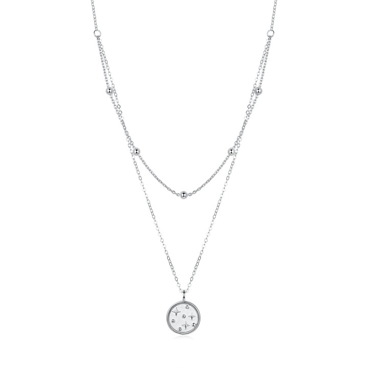 Colier din argint Double Layer Coin Chain