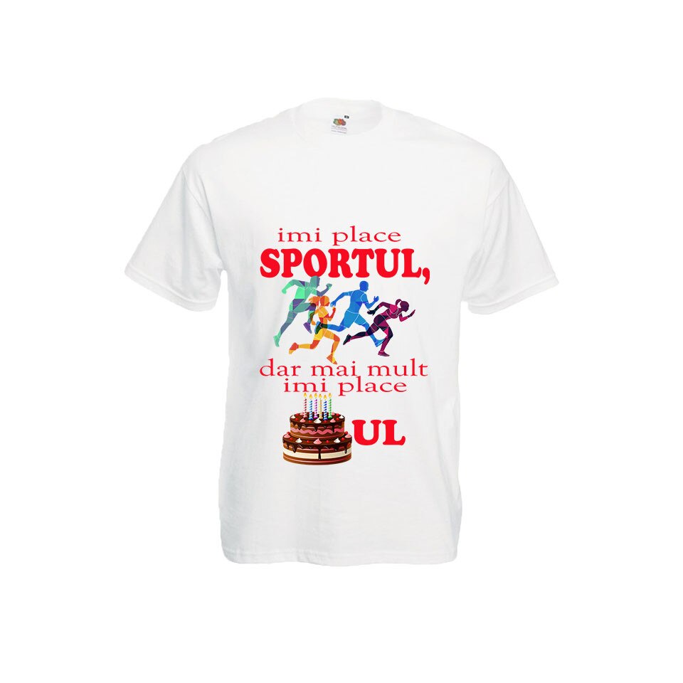 Tricou barbatesc personalizat Fruit of the loom, alb, Imi place sportul XL