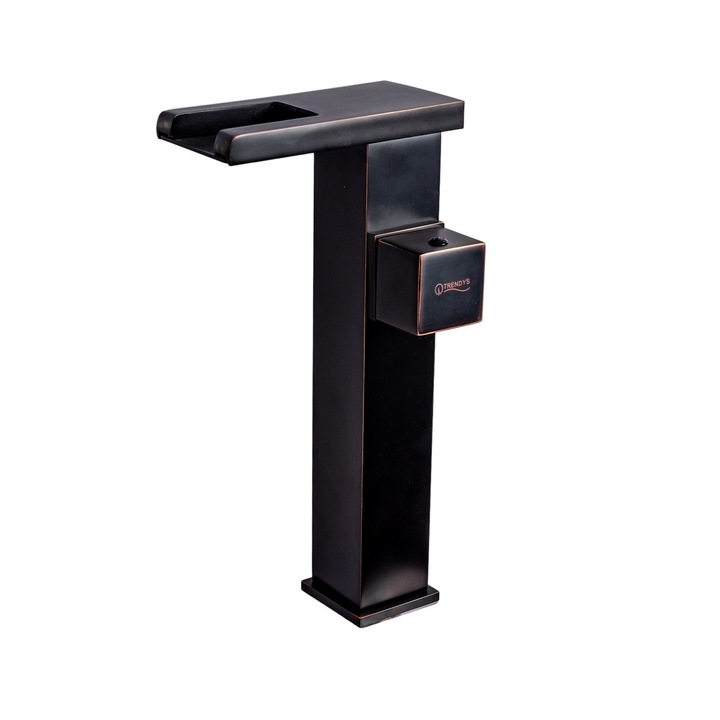 TRENDY S Mosdó csaptelep, pultra szerelhető, vízesés típusú, LED-es, antik fekete