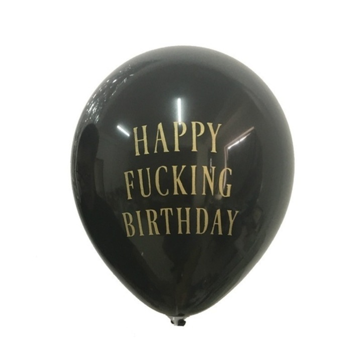 Balon La multi ani , Happy F Birthday , Negru