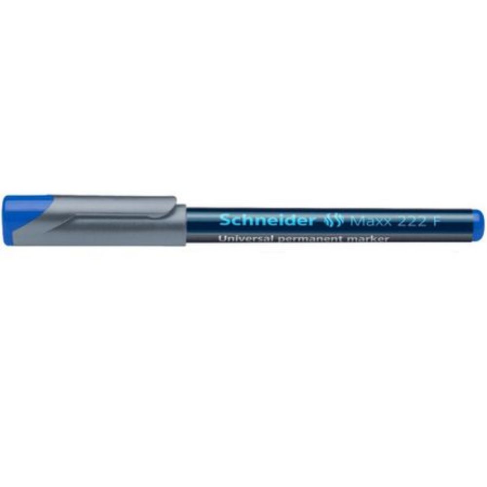 Set 10 Markere Permanente Schneider Maxx 222 F, Varf Subtire + Rotund, Scriere 0.7 mm, Culoare Albastra