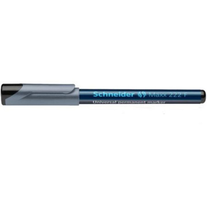 Комплект от 10 перманентни маркера Schneider Maxx 222 F, тънък връх + кръгъл, надпис 0,7 mm, цвят черен
