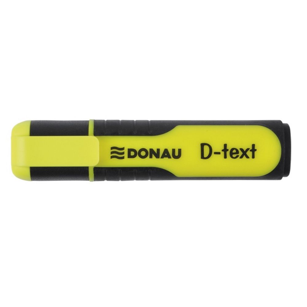 Set 10 Textmarkere DONAU D-text, Varf Tesit si Scriere de 1-5 mm, Corp cu Grip, Culoare Galben Fluorescent, Evidentiatoare