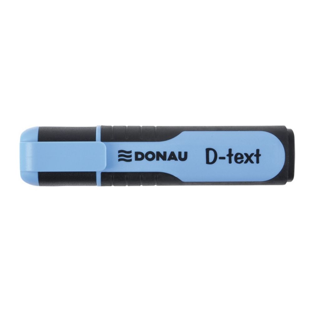 Set 10 Textmarkere DONAU D-text, Varf Tesit si Scriere de 1-5 mm, Corp cu Grip, Culoare Albastru Fluorescent, Evidentiatoare