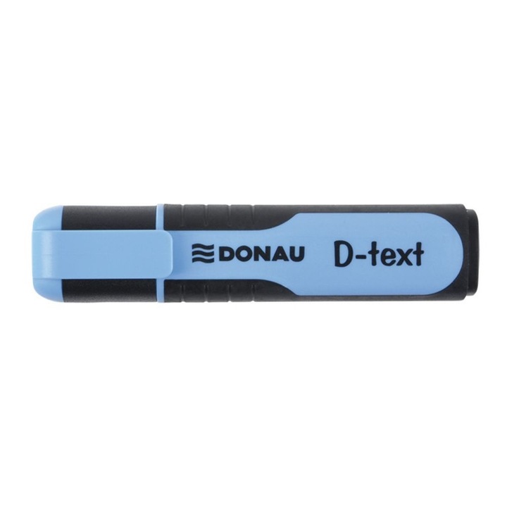 Set 10 Textmarkere DONAU D-text, Varf Tesit si Scriere de 1-5 mm, Corp cu Grip, Culoare Albastru Fluorescent, Evidentiatoare