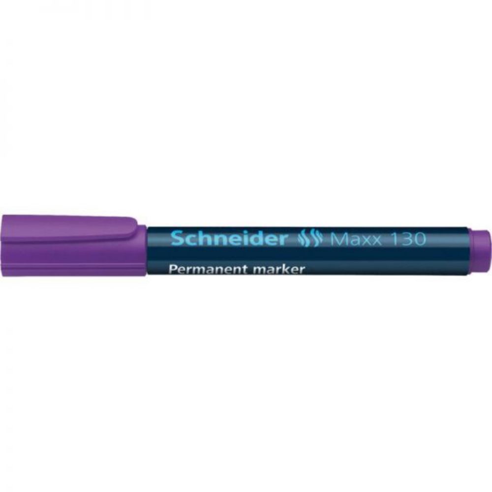 Set 10 Markere Permanente Schneider Maxx 130, Varf Rotund, Scriere 1-3 mm, Model Mov