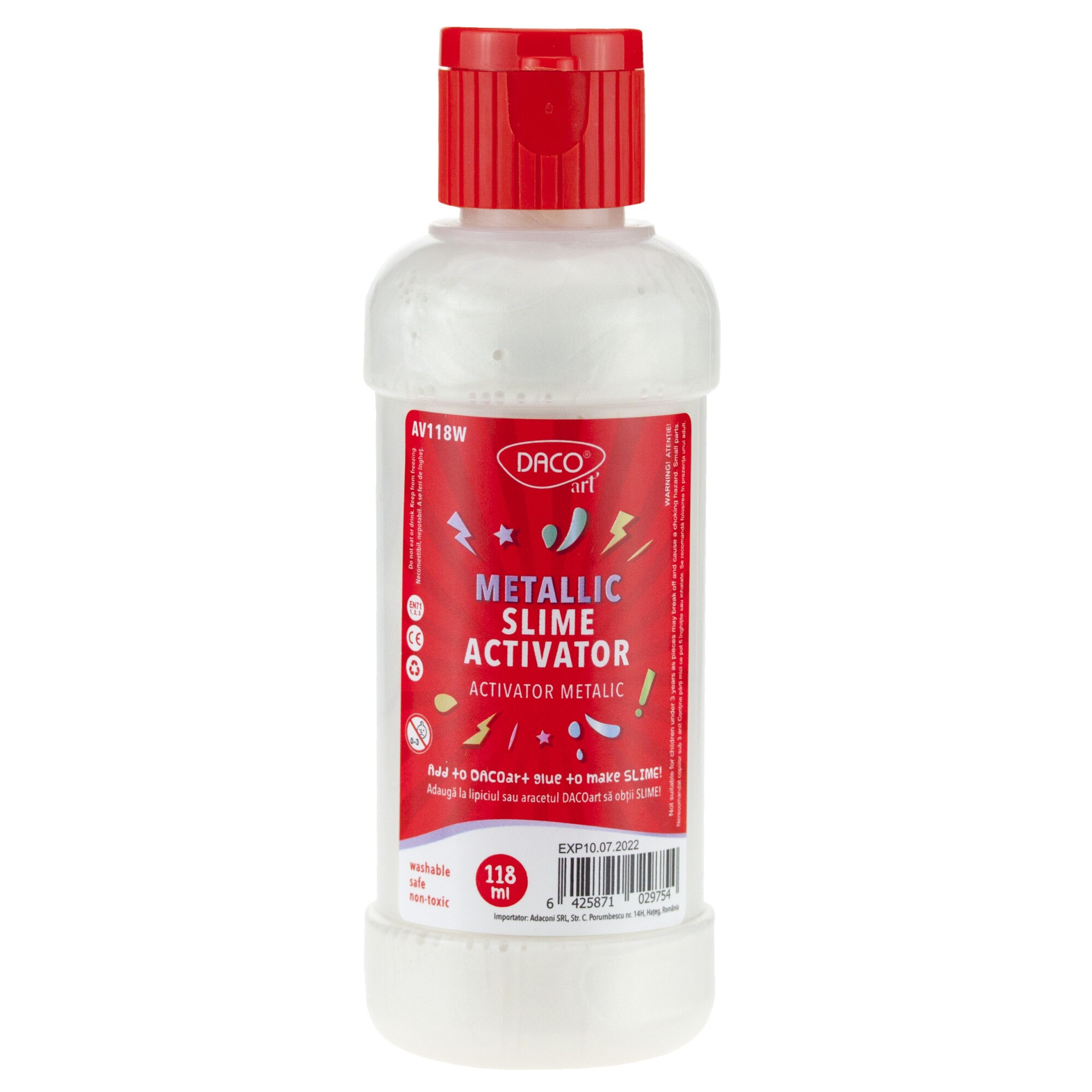 Lipici Lichid Activator Slime DACO, 118 ml, Alb Metalic