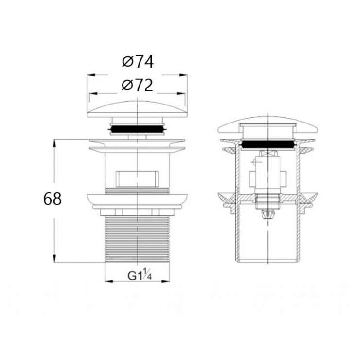 Cersanit Crea Felugró Automata Öblítőgomb, 1 1/4, Fehér