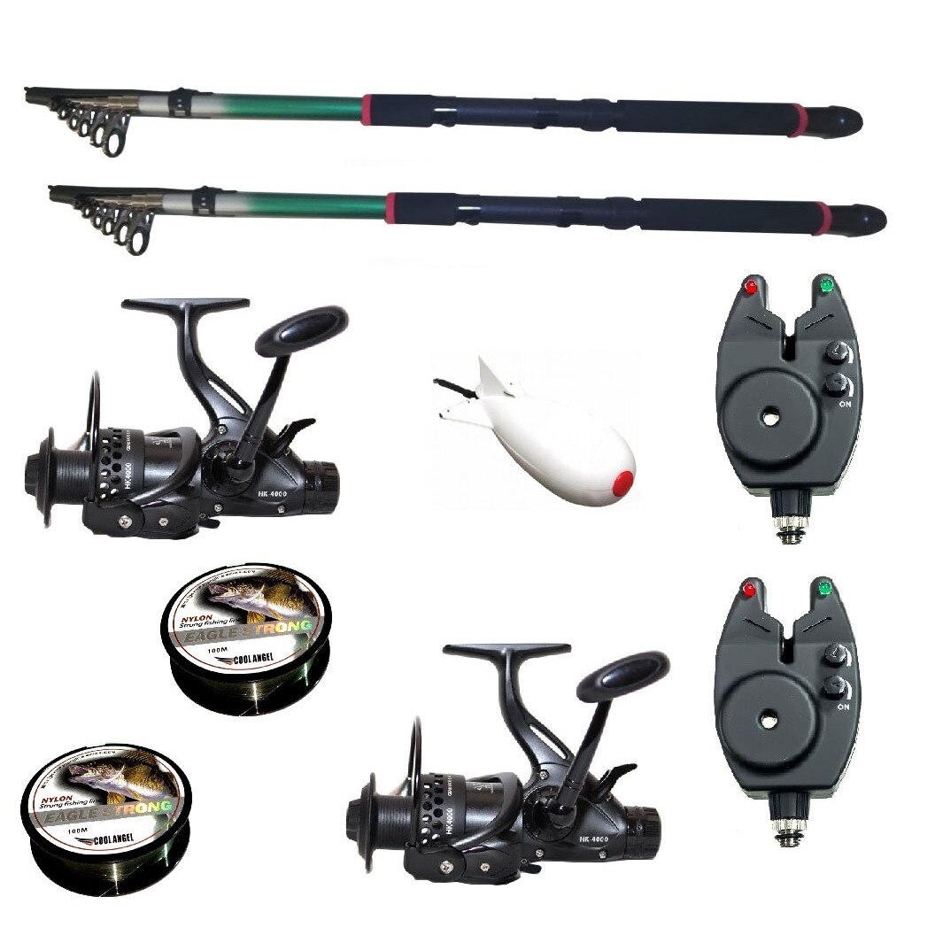Set pescuit sportiv cu doua lansete 3,6m EastShark, doua mulinete HK4000 cu tambur de 4000 si accesorii