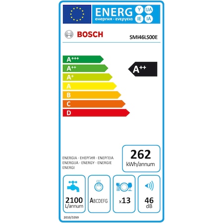 Masina de spalat vase incorporabila Bosch SMI46LS00E, 13 seturi, 6 programe, Clasa A++, 60 cm