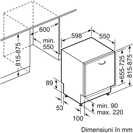 Masina de spalat vase incorporabila Bosch SMV46KX04E, 13 seturi, 6 programe, Clasa A++, 60 cm