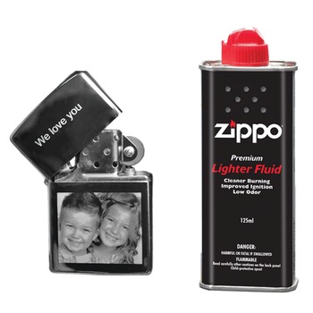 Bricheta benzina gravata personalizata cu poza text si lichid incarcare Zippo Bricheta benzina gravata personalizata cu poza text si lichid incarcare Zippo