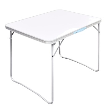 Masa reglabila pentru camping, vidaXL, Metal, 80 x 60 cm, Alb Masa reglabila pentru camping, vidaXL, Metal, 80 x 60 cm, Alb