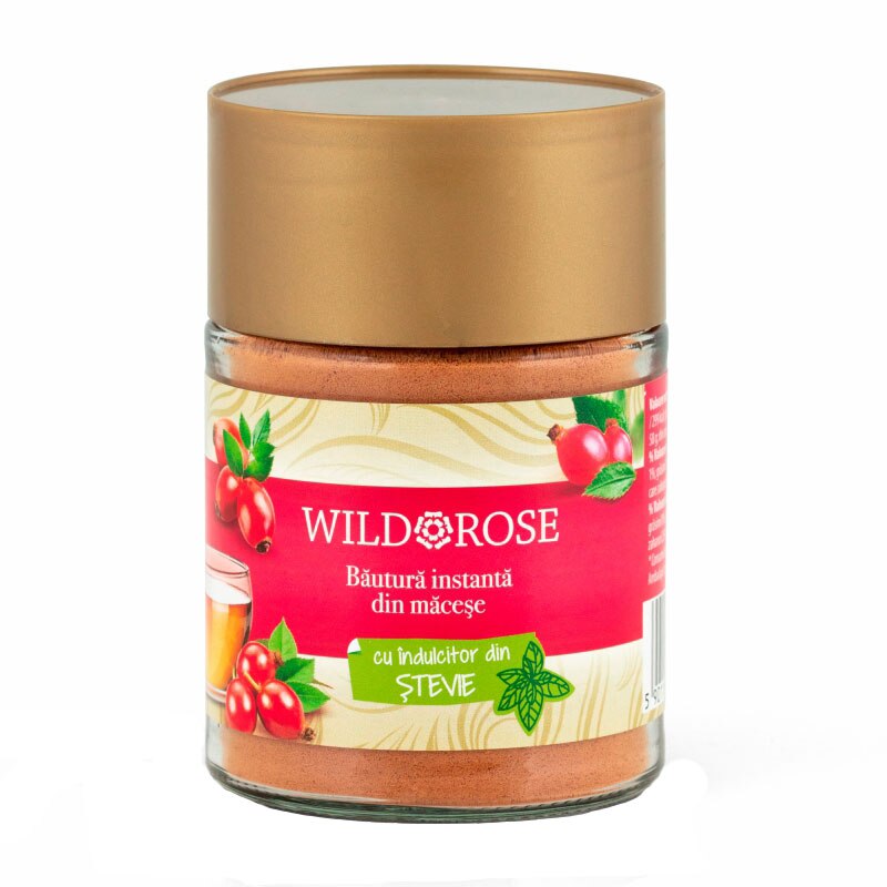 Bautura instanta de macese cu indulcitor de stevie Wild Rose 50 g