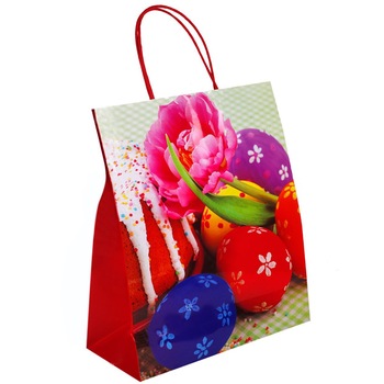 Punga de cadou, Zola®, motive pascale:Flori si oua,32x26x12 cm Punga de cadou, Zola®, motive pascale:Flori si oua,32x26x12 cm