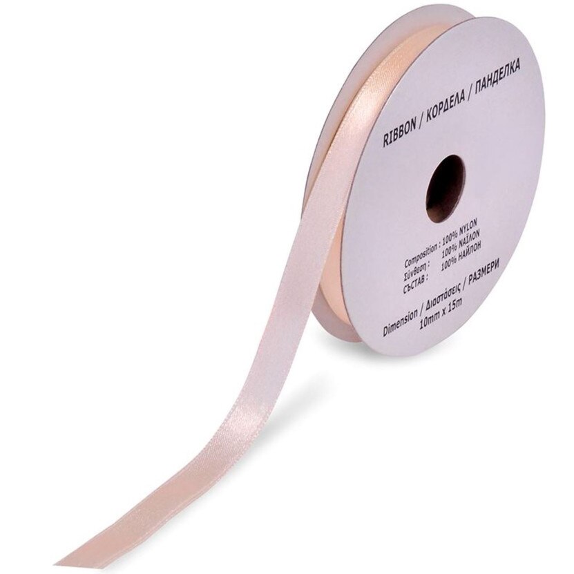 Panglica decorativa, Zola®, pentru cadouri, roz pal, 15m x 1cm