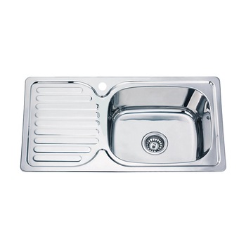 Chiuveta Fabiano, inox de 0,6mm, 780x430mm, sifon diametru mare inclus, cuva 160mm, cuva pe dreapta, Lucios Chiuveta Fabiano, inox de 0,6mm, 780x430mm, sifon diametru mare inclus, cuva 160mm, cuva pe dreapta, Lucios