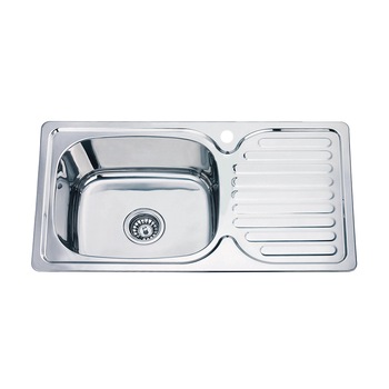 Chiuveta Fabiano, inox de 0,6mm, 780x430mm, sifon diametru mare inclus, cuva 160mm, cuva pe stanga, Lucios Chiuveta Fabiano, inox de 0,6mm, 780x430mm, sifon diametru mare inclus, cuva 160mm, cuva pe stanga, Lucios