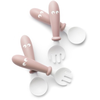 Set BabyBjorn Lingurite si Furculite pentru Bebelusi, Powder Pink Set BabyBjorn Lingurite si Furculite pentru Bebelusi, Powder Pink