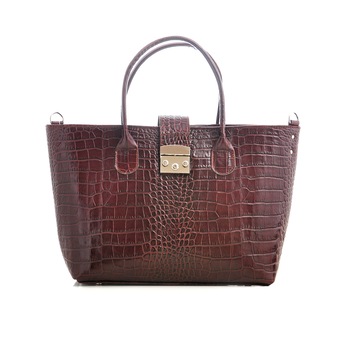 Poseta Diana, din piele textura croco, maron Poseta Diana, din piele textura croco, maron