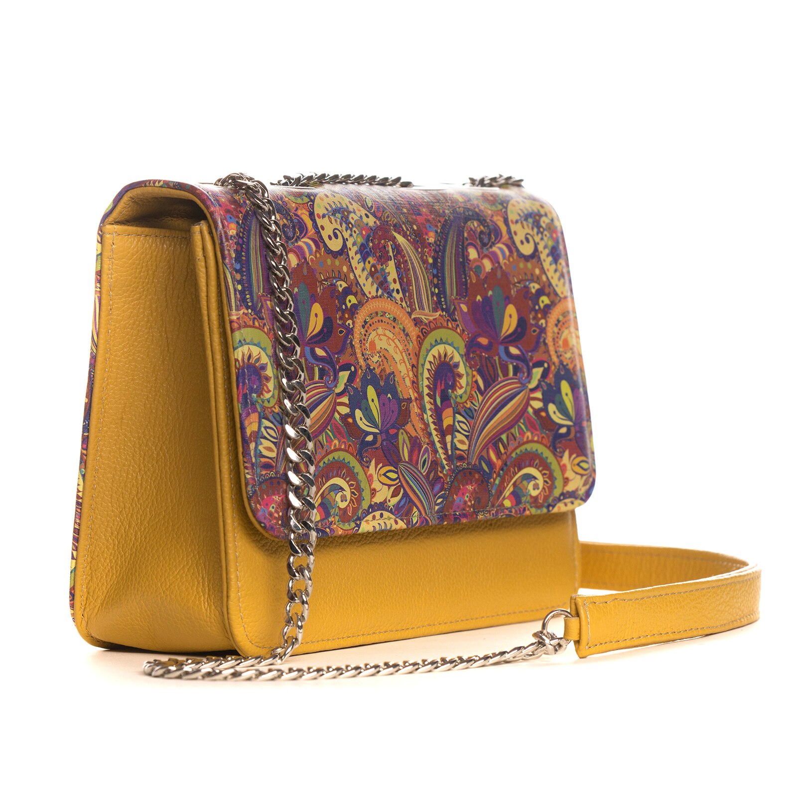 Geanta piele MABELLE PRINT, galbena