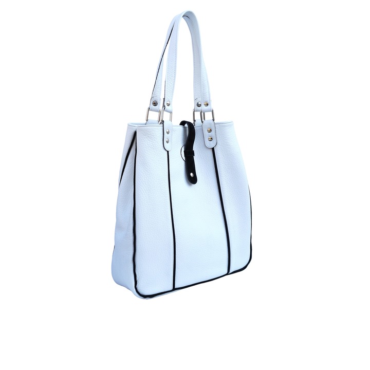 Geanta de Dama din Piele Naturala, Ambrant Spice 4 , Alb